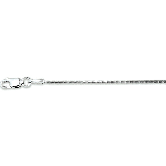 Witgouden collier gepolijst met slangen schakel. Dit type collier heeft een subtiele look.