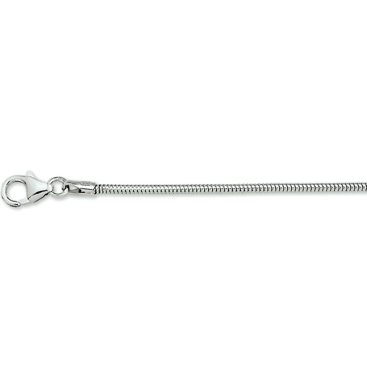 Witgouden collier gepolijst met slangen schakel. Dit type collier heeft een subtiele look.