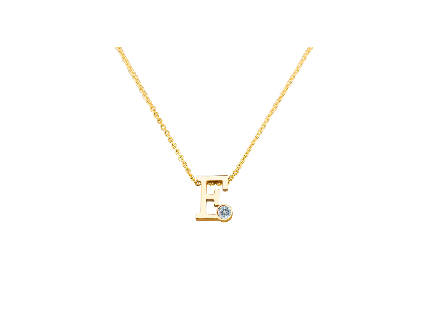 Geelgouden letter gedenkhanger met geboortesteentje inclusief collier