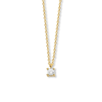 Exclusief 14 KT geelgouden anker collier met geboortesteen 3.5 mm met chatonzetting