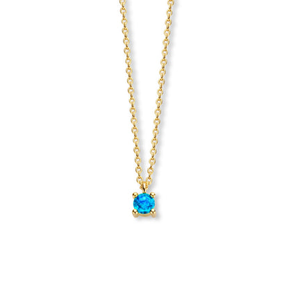 Exclusief 14 KT geelgouden anker collier met geboortesteen 3.5 mm met chatonzetting