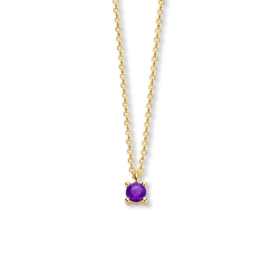 Exclusief 14 KT geelgouden anker collier met geboortesteen 3.5 mm met chatonzetting
