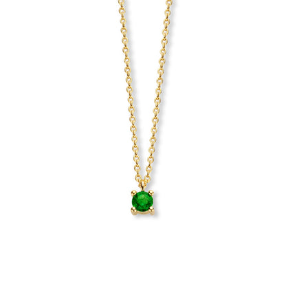 Exclusief 14 KT geelgouden anker collier met geboortesteen 3.5 mm met chatonzetting