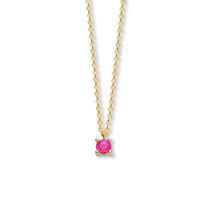 Exclusief 14 KT geelgouden anker collier met geboortesteen 3.5 mm met chatonzetting