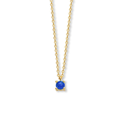 Exclusief 14 KT geelgouden anker collier met geboortesteen 3.5 mm met chatonzetting