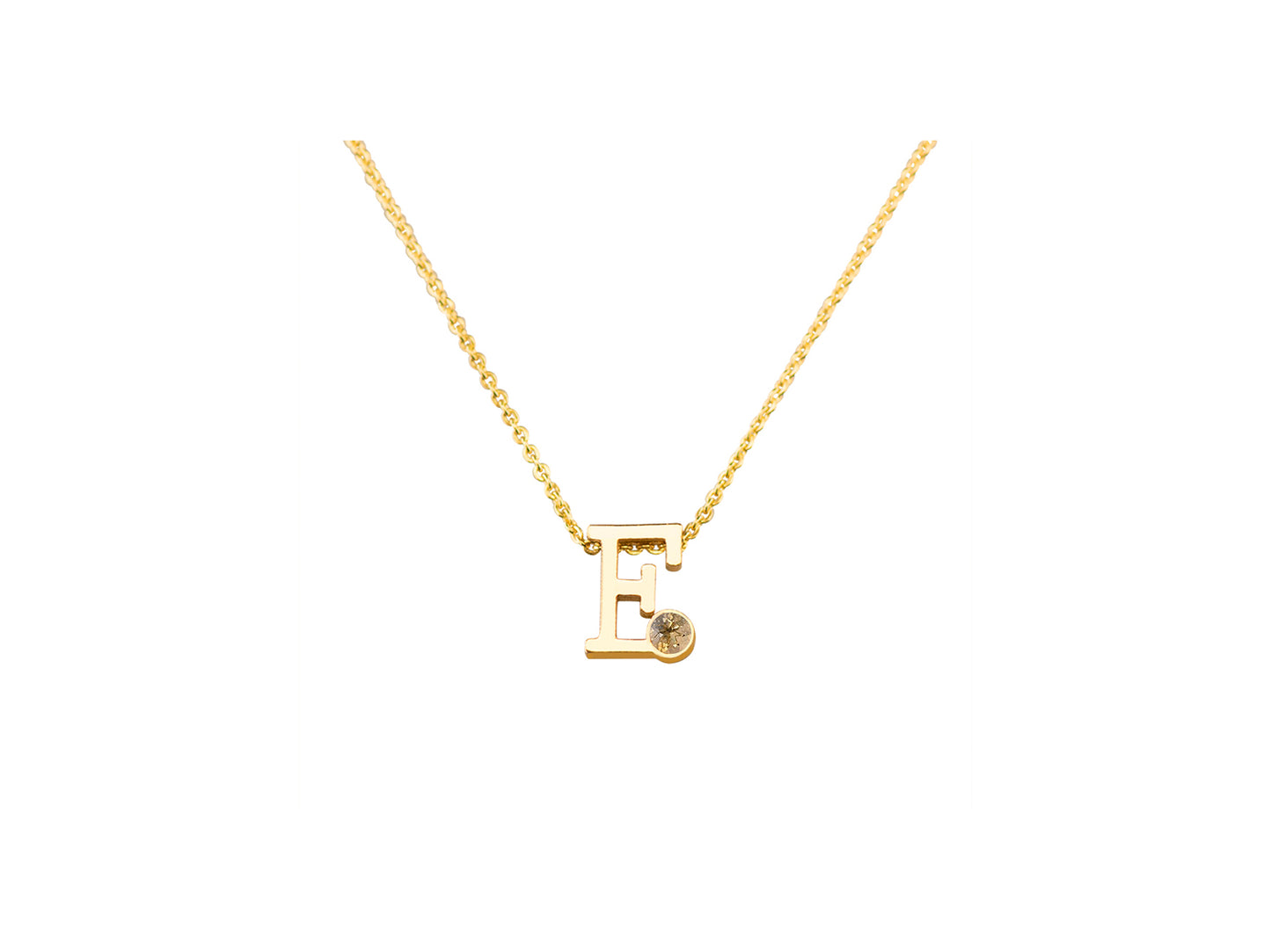 Geelgouden letter gedenkhanger met geboortesteentje inclusief collier