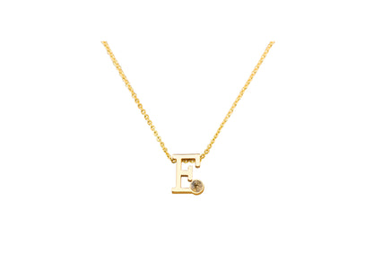 Geelgouden letter gedenkhanger met geboortesteentje inclusief collier