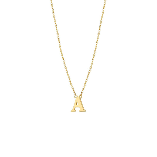 Elegant 14 KT geelgouden anker colier uitgevoerd met een letter uit onze collectie gedenksieraden.