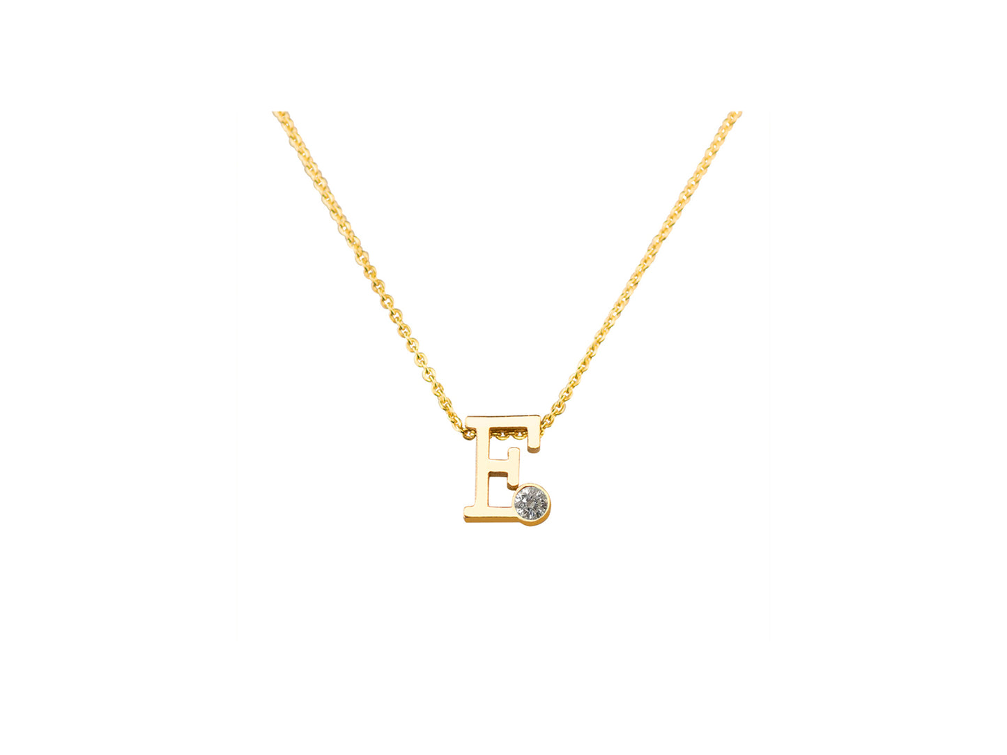 Geelgouden letter gedenkhanger met geboortesteentje inclusief collier