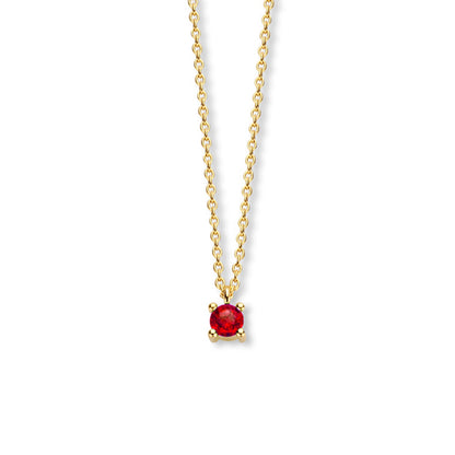 Exclusief 14 KT geelgouden anker collier met geboortesteen 3.5 mm met chatonzetting