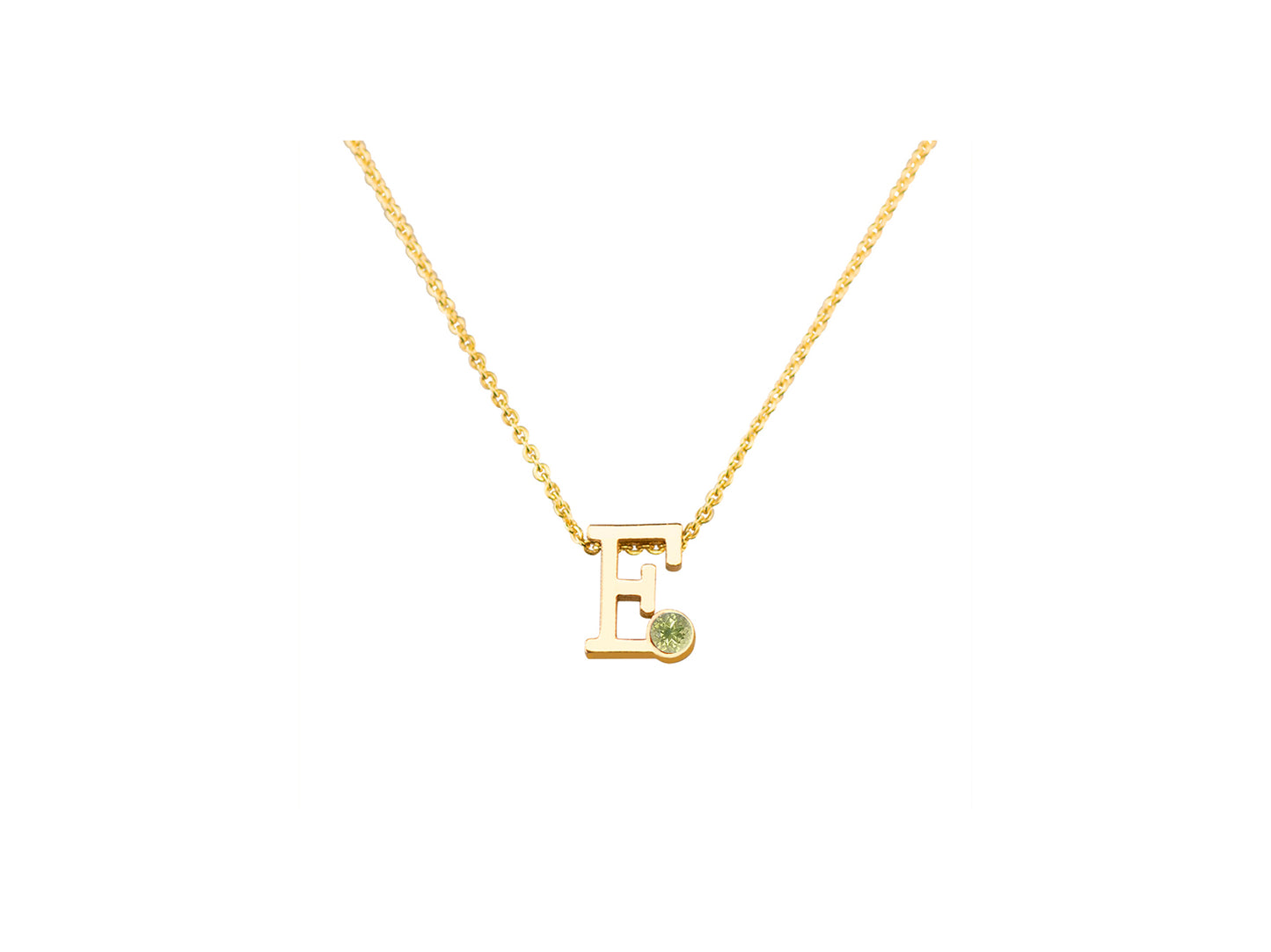 Geelgouden letter gedenkhanger met geboortesteentje inclusief collier