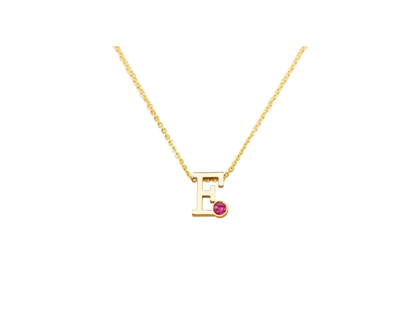 Geelgouden letter gedenkhanger met geboortesteentje inclusief collier