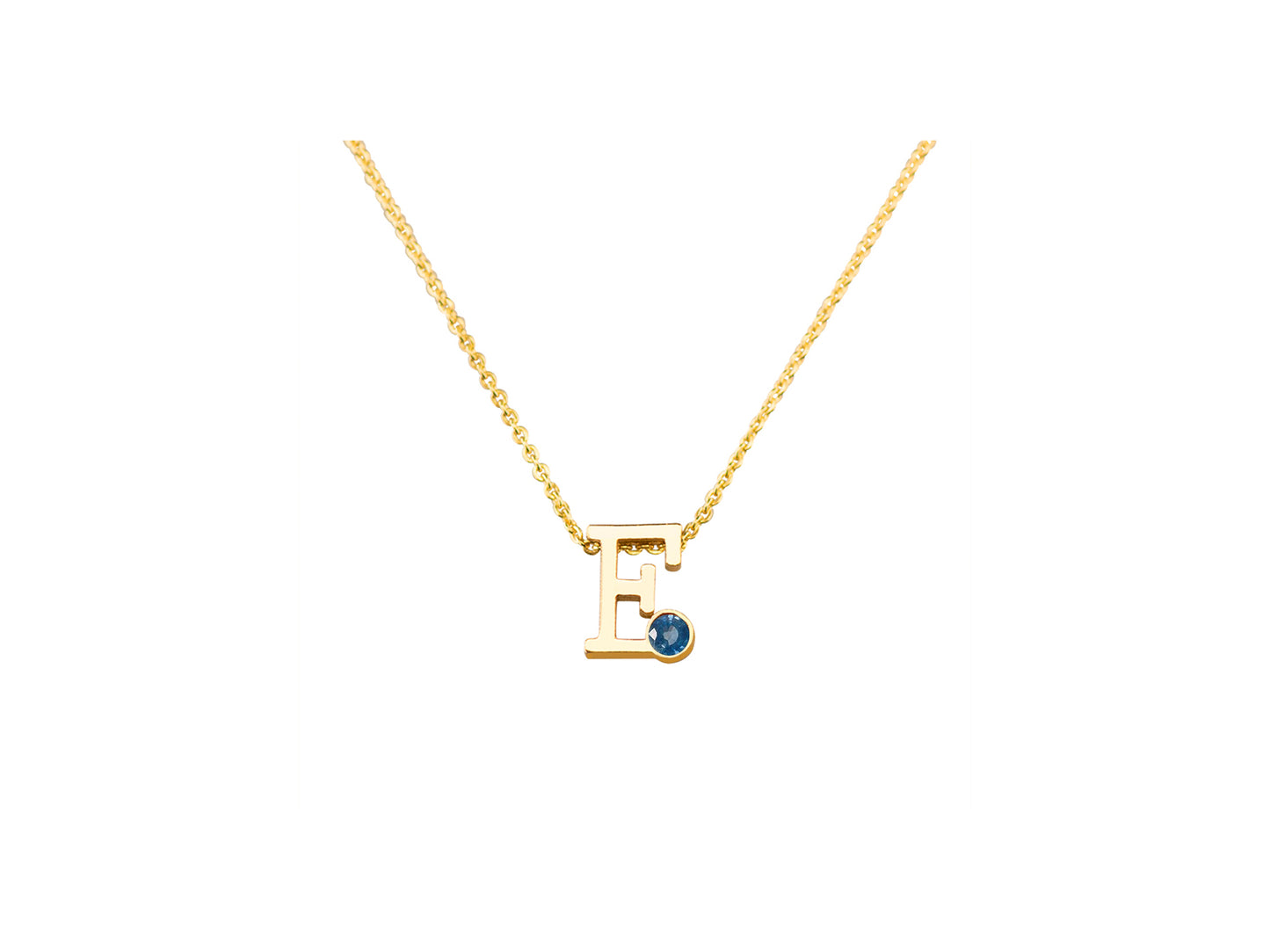 Geelgouden letter gedenkhanger met geboortesteentje inclusief collier