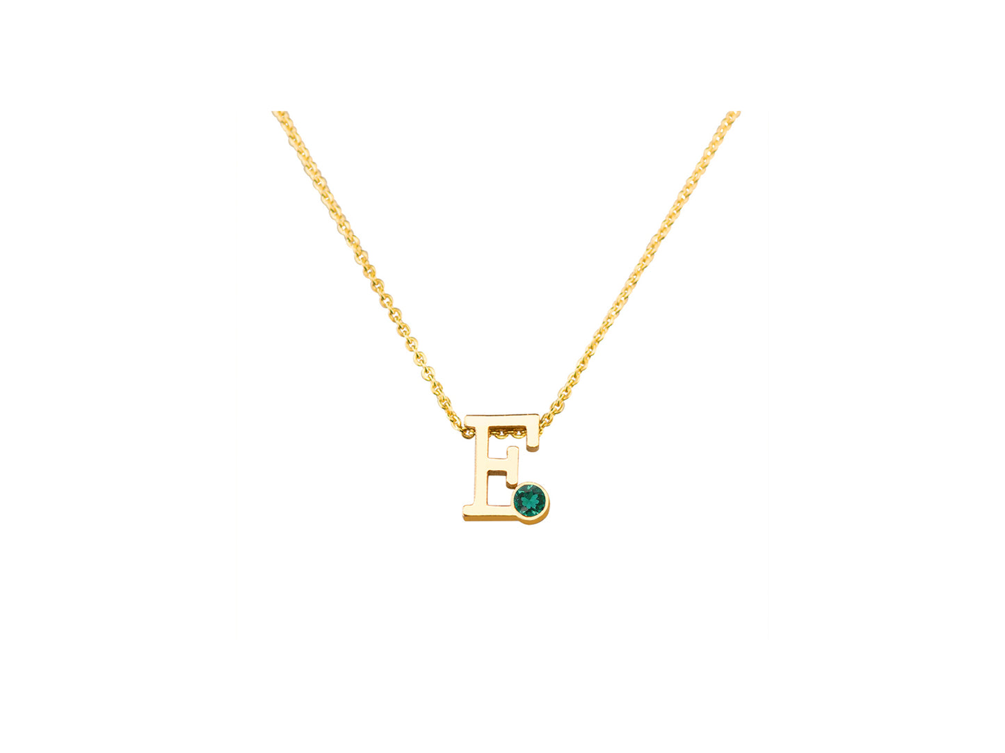 Geelgouden letter gedenkhanger met geboortesteentje inclusief collier