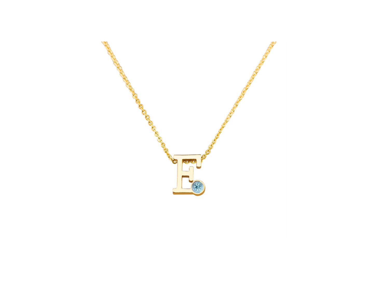 Geelgouden letter gedenkhanger met geboortesteentje inclusief collier